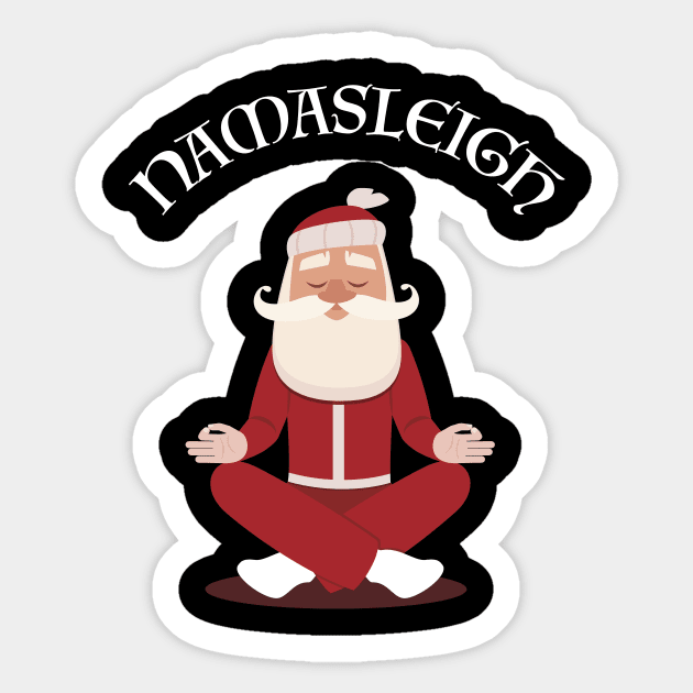 Funny Christmas Namasleigh Santa Yoga Position Gift T-Shirt Sticker by geekandgamerstore